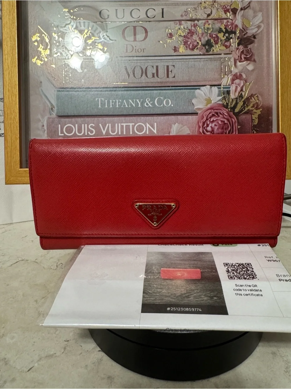 Prada Red Saffiano Leather Long Wallet with COA - Picture 1 of 8